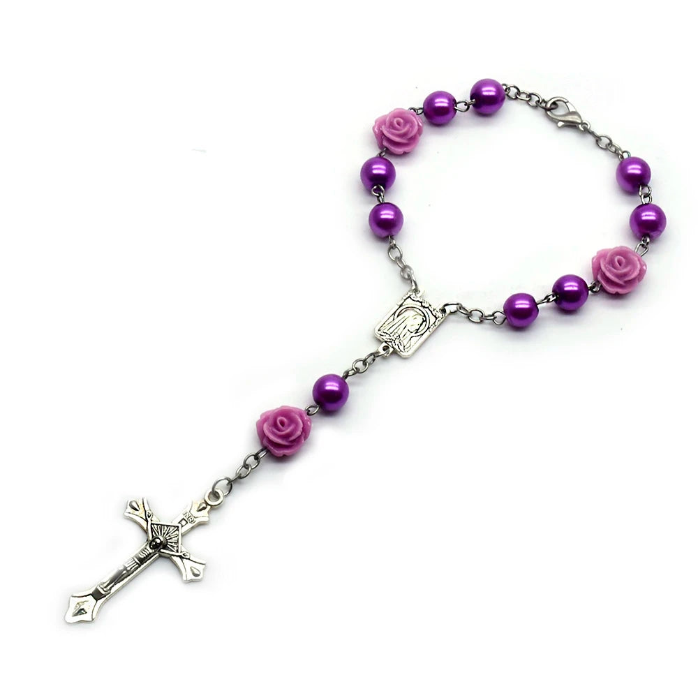 Pulseira Dezena com Pérolas de Vidro e Resina