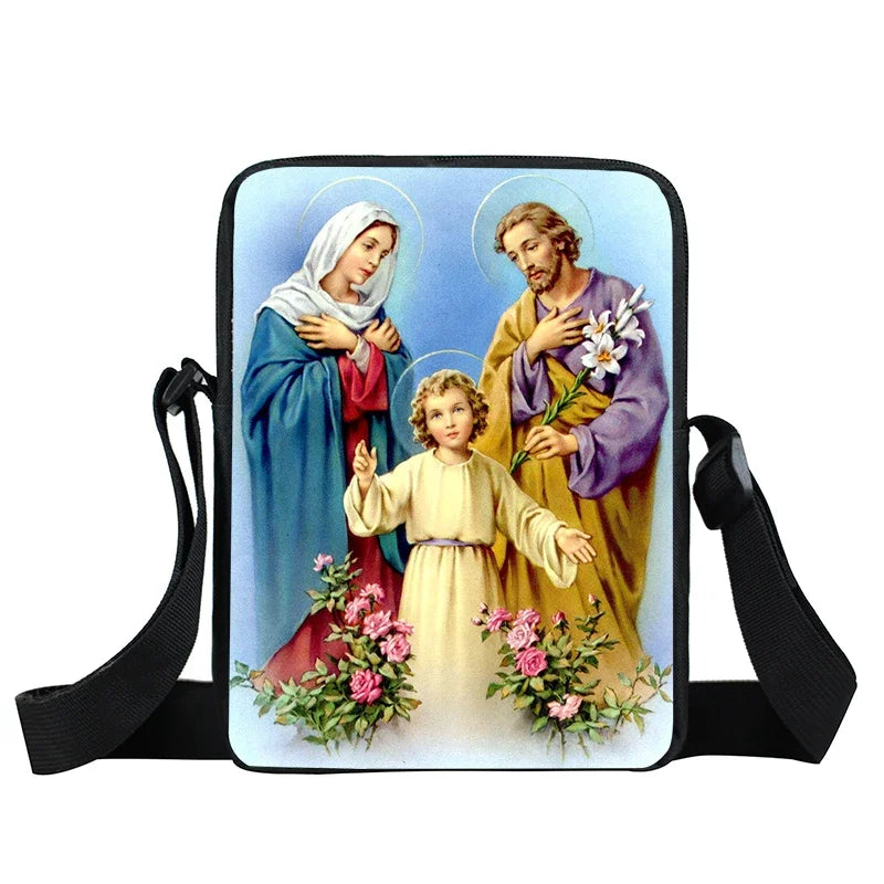 Bolsa Crossbody Cristã com Estampa Religiosa