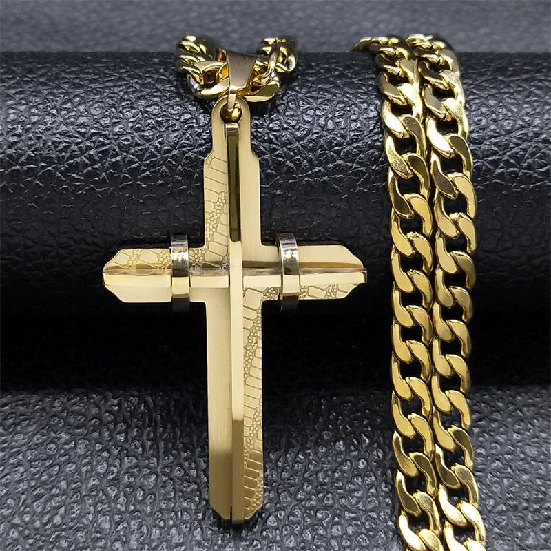 Colar Crucifixo Masculino Banhado a Ouro