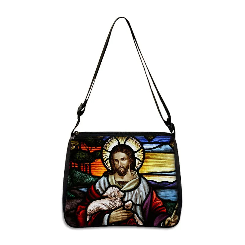 Bolsa de Ombro Religiosa Vintage - Jesus e Santa Maria