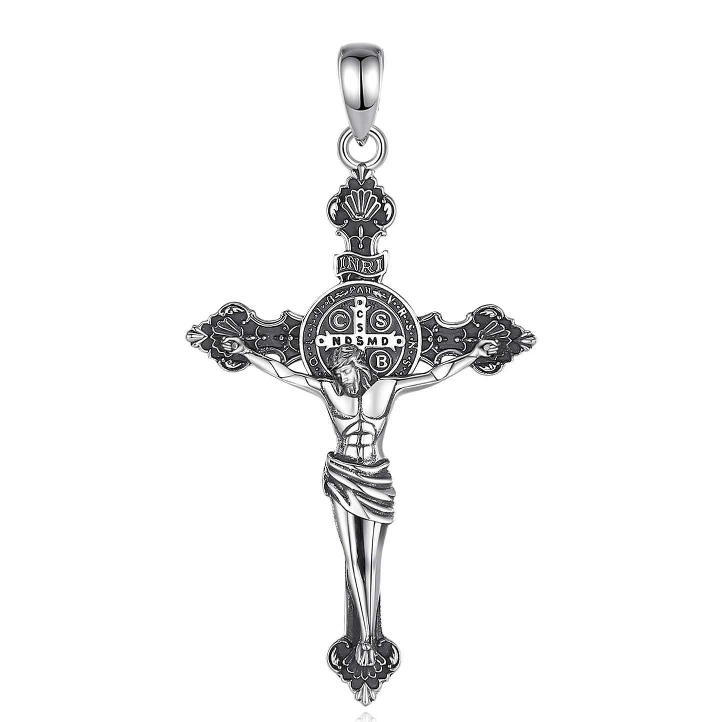 Colar de Prata 925 com Cruz de São Bento