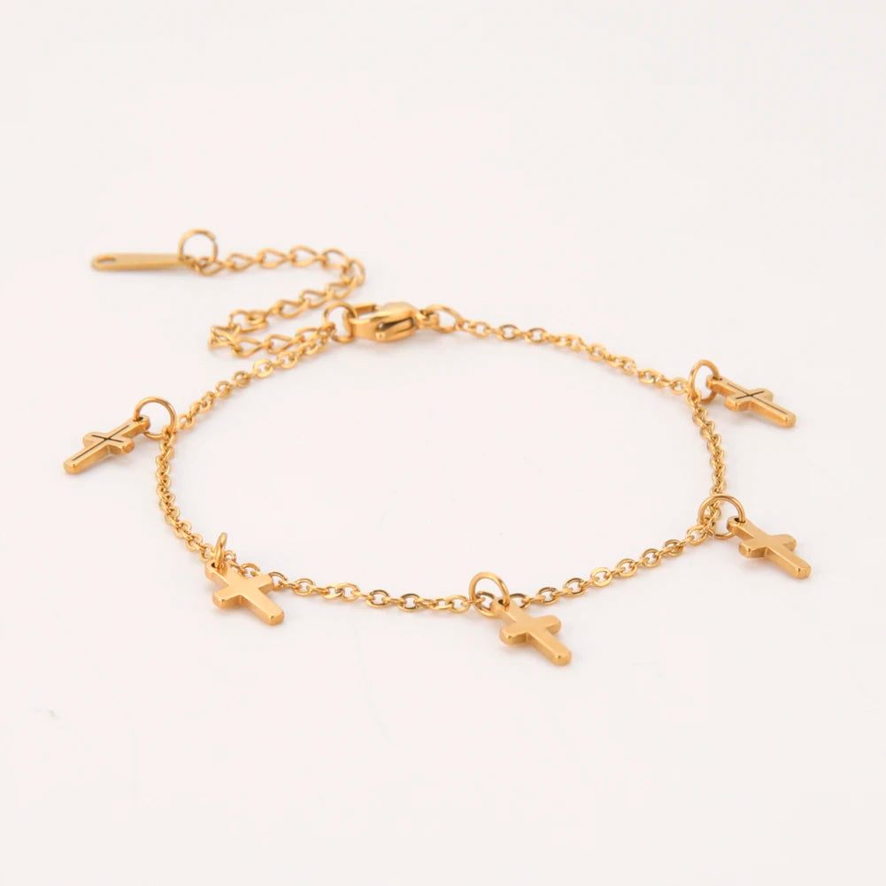 Pulseira Feminina com Pingente de Cruz
