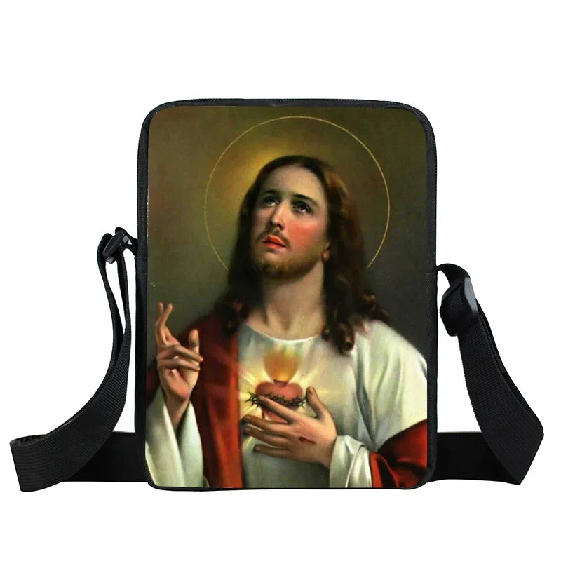 Bolsa Crossbody Cristã com Estampa Religiosa