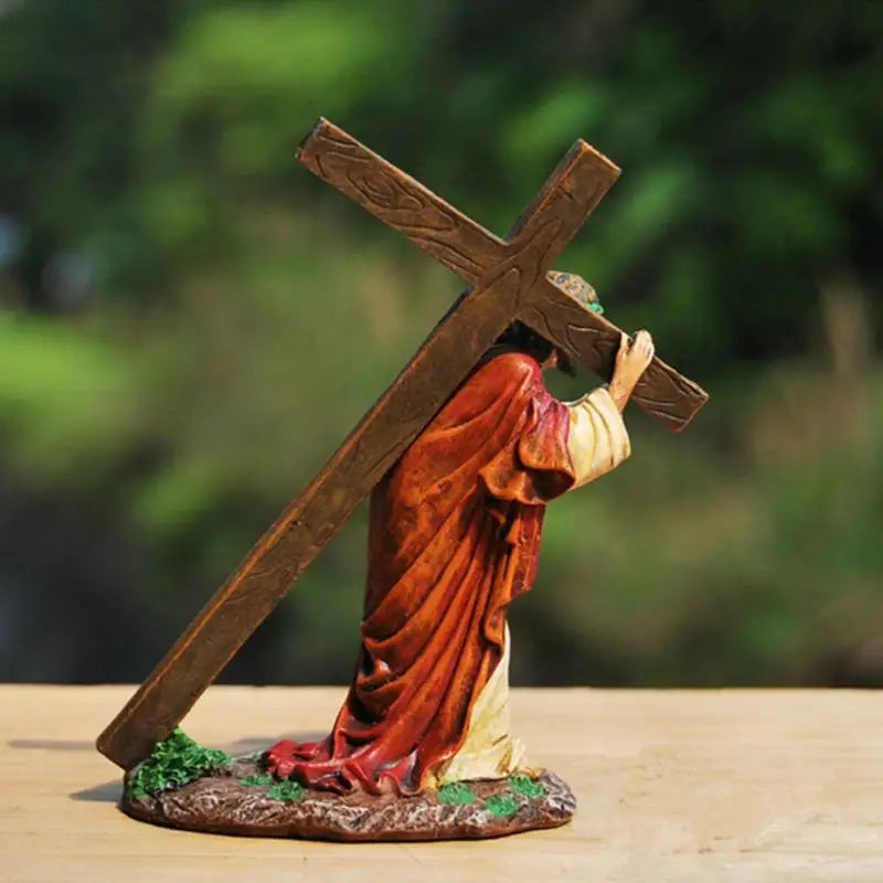 Estátua de crucifixo Jesus Crosss Estátua de resina Figura de Cristo Acessórios religiosos católicos Decoração