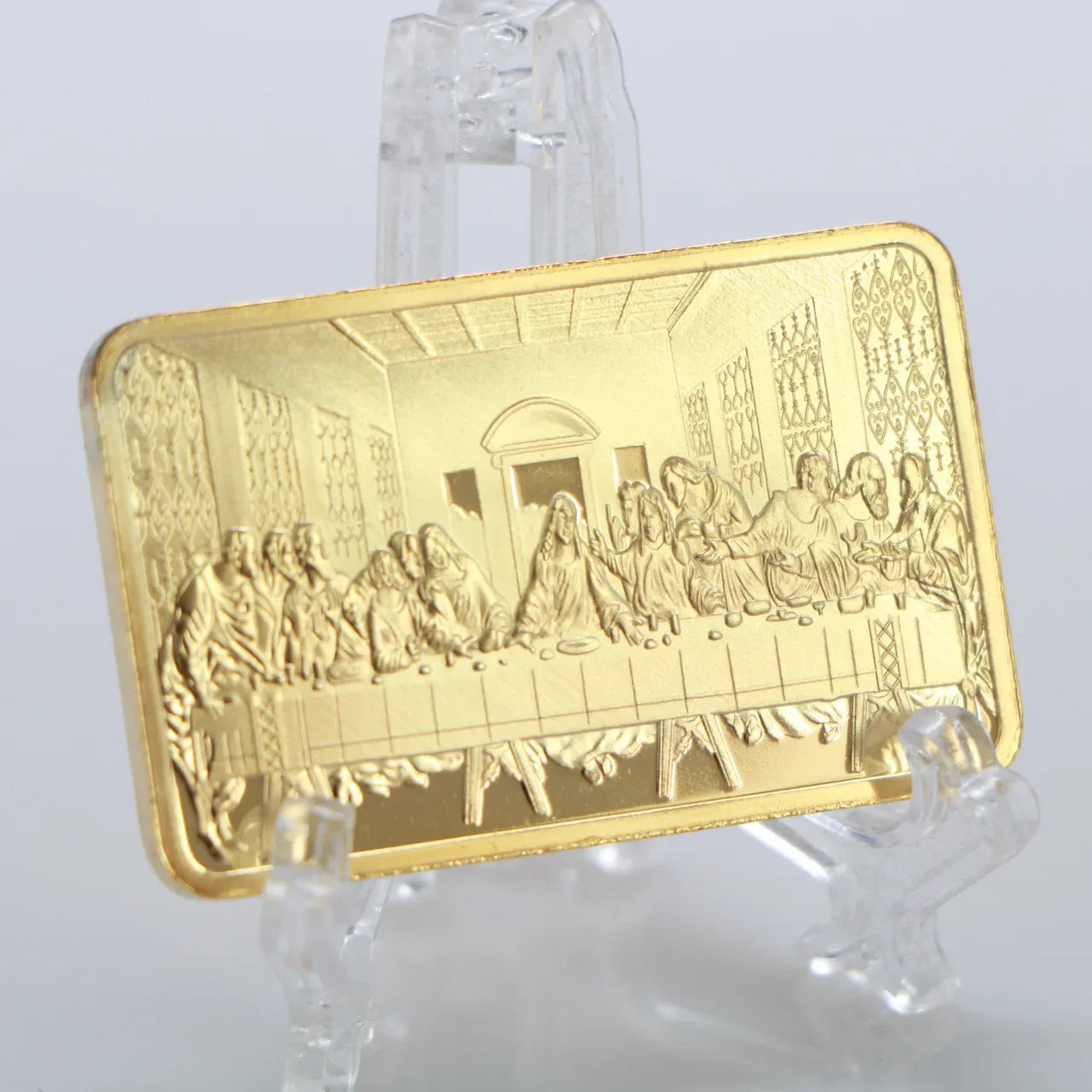 Jesus Cristo e Anjo Gold Bar, Last Dinner, Replica 999, folheados Bar Bullion, Christian Moeda Comemorativa, 1 OZ, 1Pc