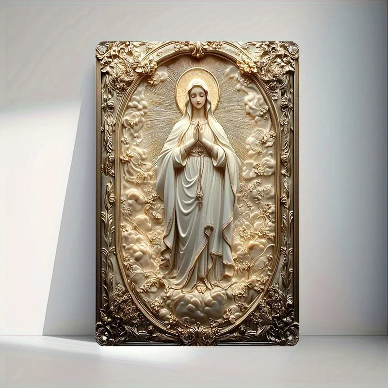 Placa Decorativa de Alumínio com Imagem 2D de Maria