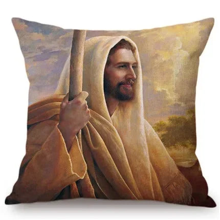 Jesus Cristo Retrato Almofada, Algodão, Linho, Pintura a Óleo, Arte Cristã, Decoração Do Carro, Fronha Home