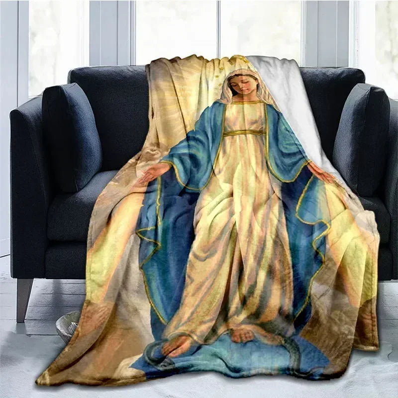 Cobertor Religioso Jesus Nossa Senhora e Sagrada Família - Conforto e Fé - 150x200 cm