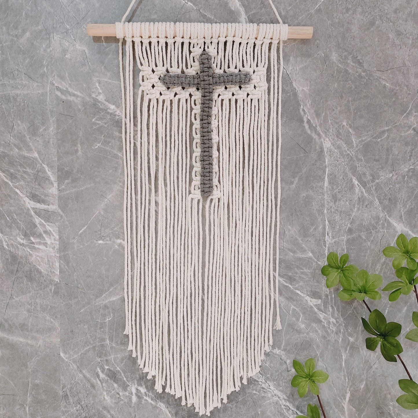 Eu acredito Christian Macramé Wall Decor, Jesus Deus Cruz, Fé Crença, Religião