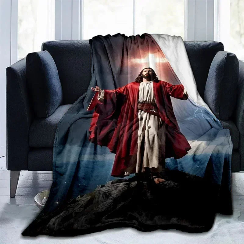 Cobertor Religioso Jesus Nossa Senhora e Sagrada Família - Conforto e Fé - 150x200 cm