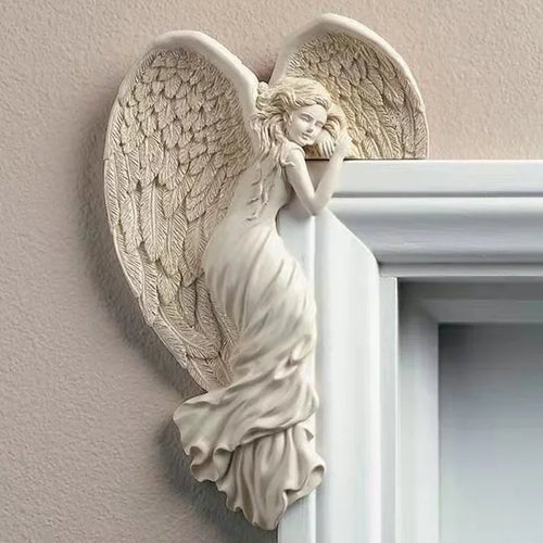 Ornamento de Anjo em Resina para Porta - Decoração Elegante