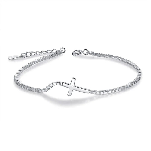 Pulseira Feminina Cruz em Prata Esterlina 925 - Elegância e Espiritualidade