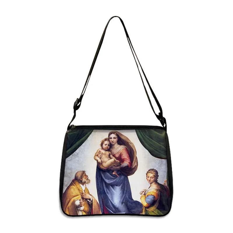 Bolsa de Ombro Religiosa Vintage - Jesus e Santa Maria