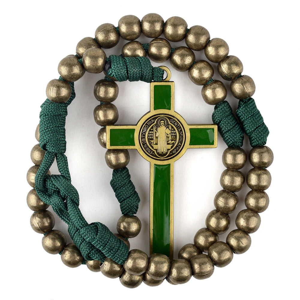 Terço Masculino de Paracord com Cruz de São Bento