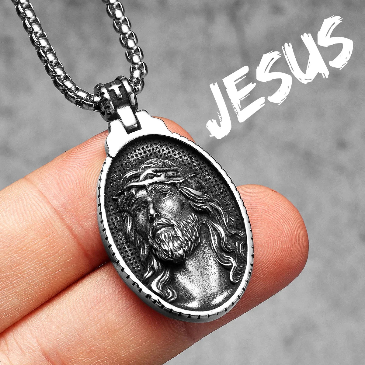 Colar Masculino Sagrado Coração de Jesus em Aço Inoxidável