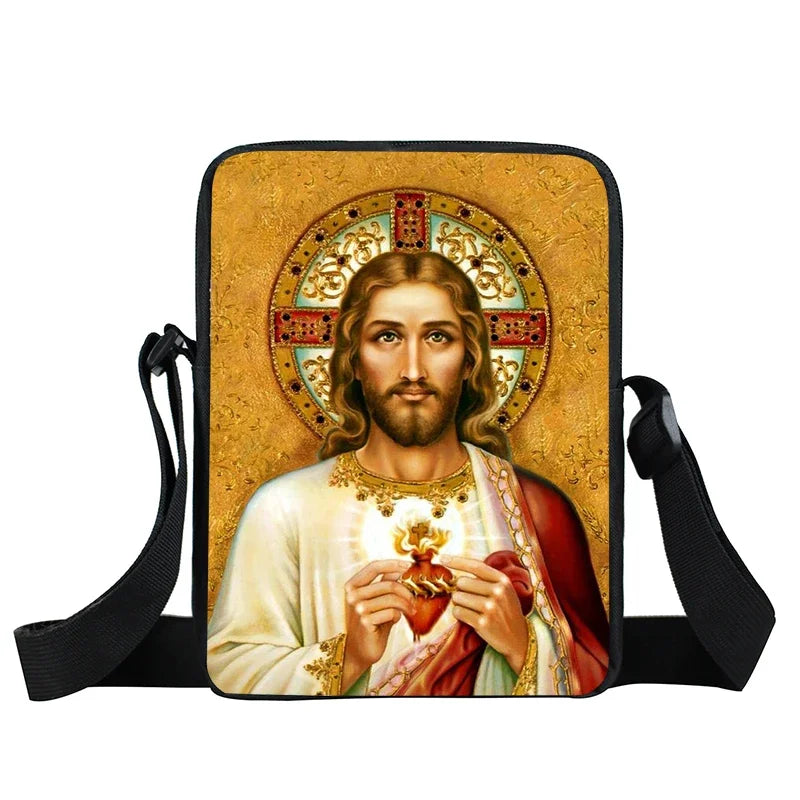 Bolsa Crossbody Cristã com Estampa Religiosa