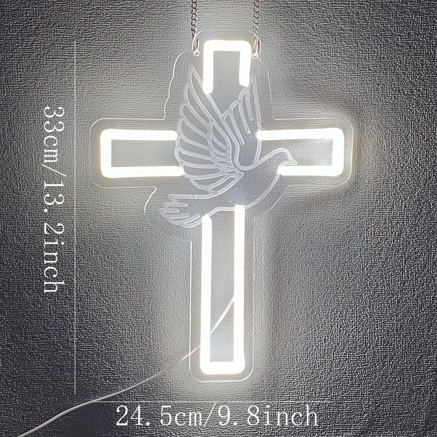 Cruz Espírito Santo de Néon LED para Decoração Religiosa