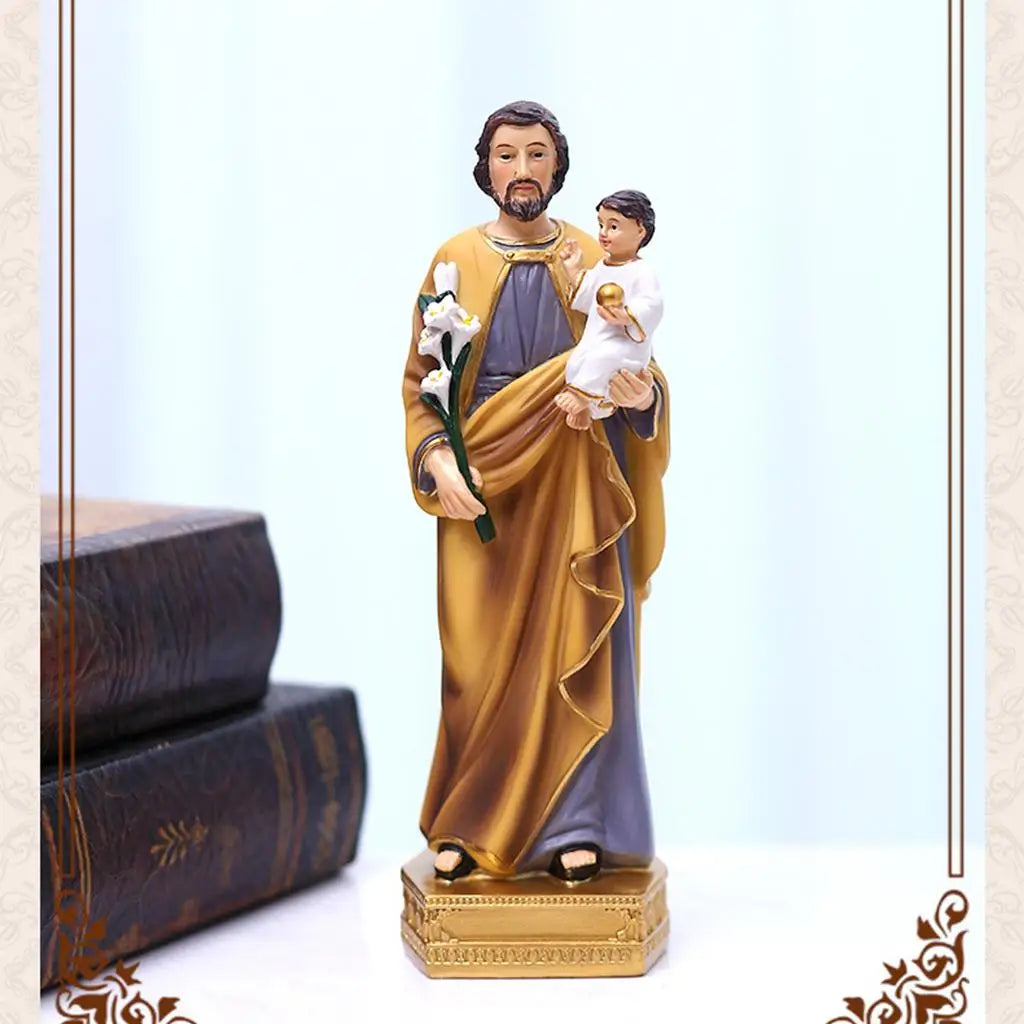 Imagem de São José com Menino Jesus em Resina 20cm