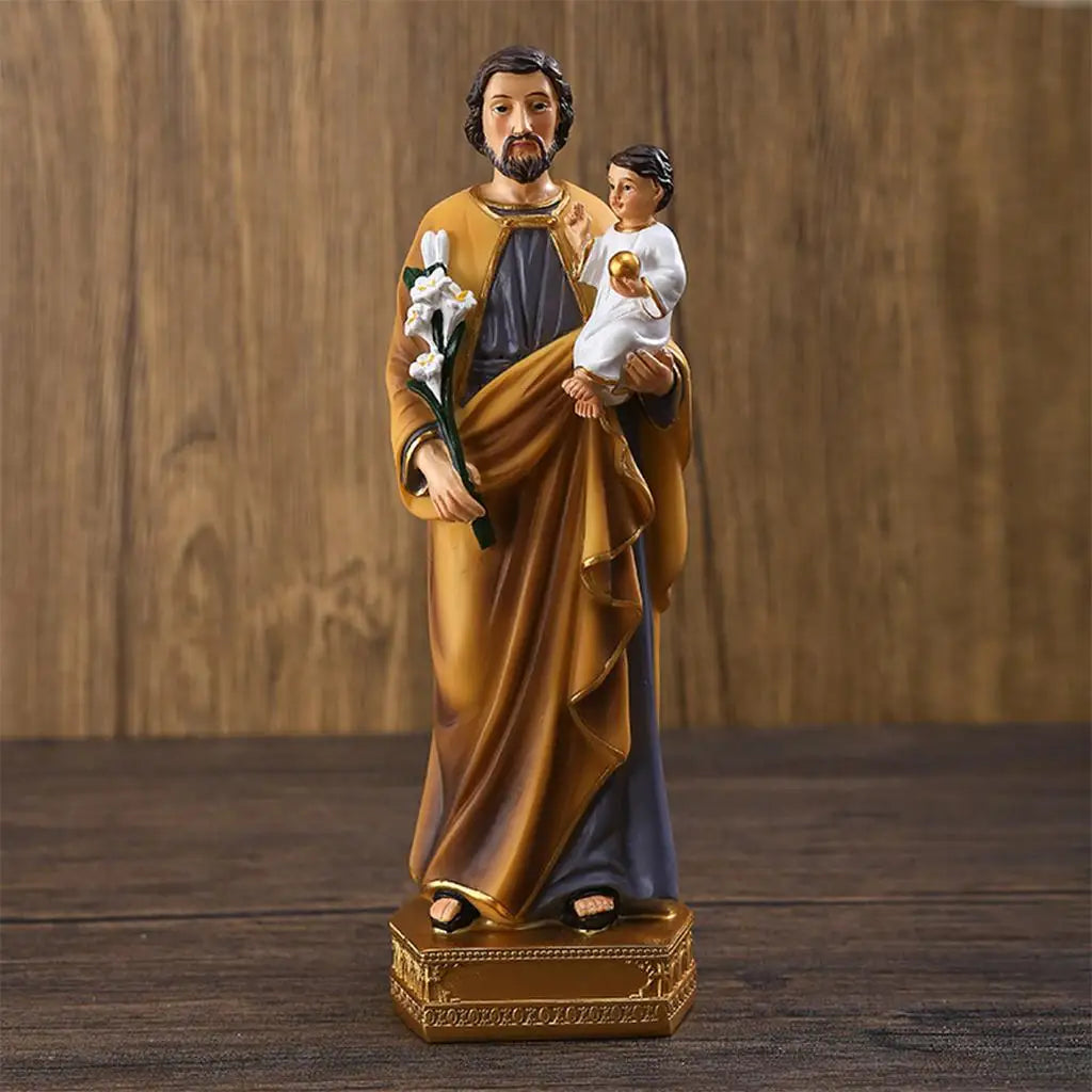 Imagem de São José com Menino Jesus em Resina 20cm
