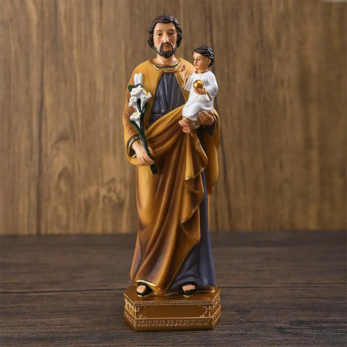 Imagem de São José com Menino Jesus em Resina 20cm
