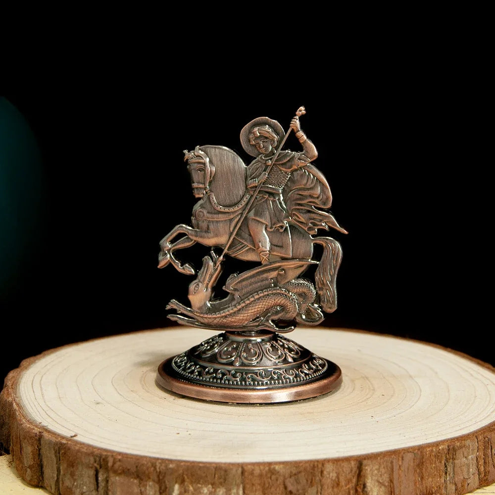 Imagem de São Jorge Banhada a Ouro com Suporte