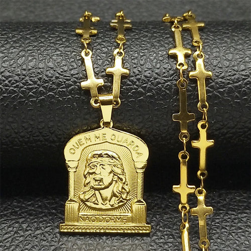 Pingente Religioso Jesus em Aço Inoxidável Dourado