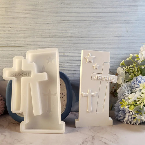 Molde de Silicone 3D Cruz de Jesus para Artesanato