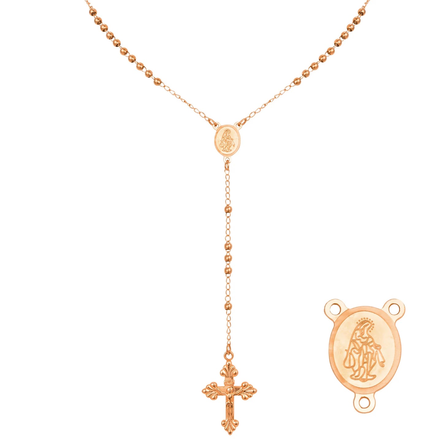 Colar Terço com Medalha Milagrosa de Aço Inoxidável