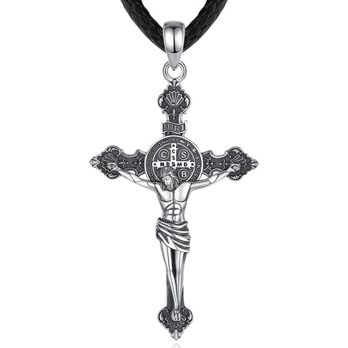 Colar de Prata 925 com Cruz de São Bento