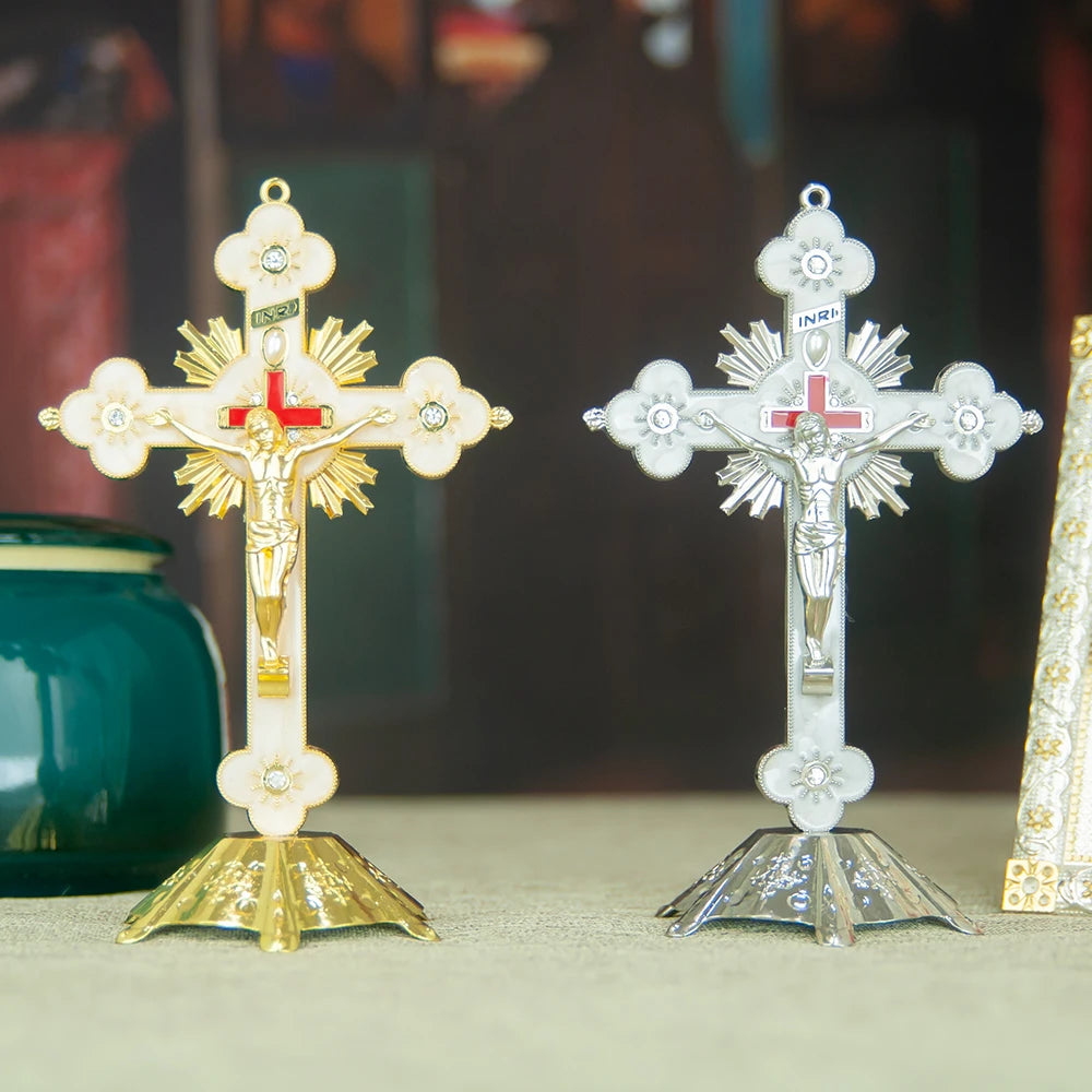 Crucifixo de Mesa com Base - Estilo Clássico