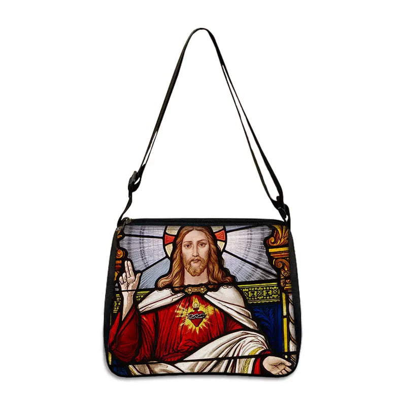 Bolsa de Ombro Religiosa Vintage - Jesus e Santa Maria