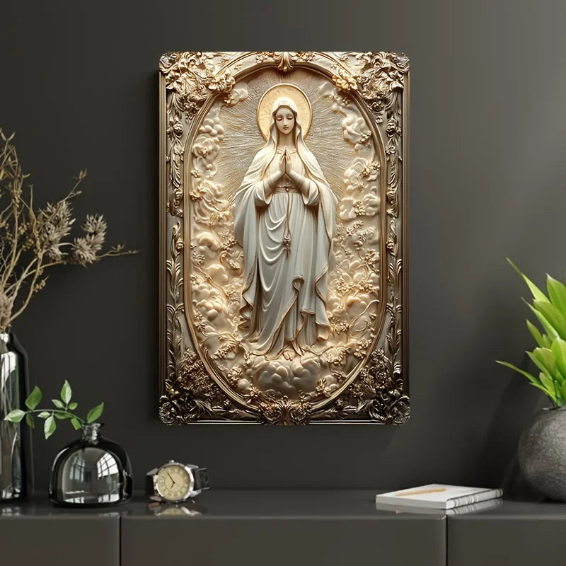 Placa Decorativa de Alumínio com Imagem 2D de Maria