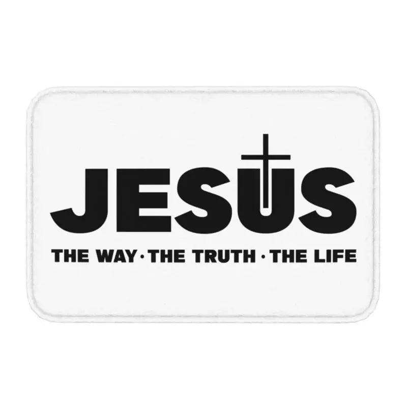 Capacho de Entrada Antiderrapante Personalizado, Tapetes de Entrada, Jesus O Caminho Juntos A Vida, Cruz Religiosa, Fé Cristã, Tapete de Varanda, Tapete