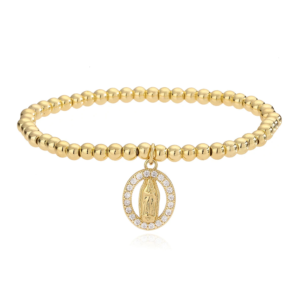 Pulseira Banhada a Ouro com Pingente de Virgem Maria