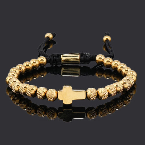 Pulseira Masculina Cruz de Aço Inoxidável