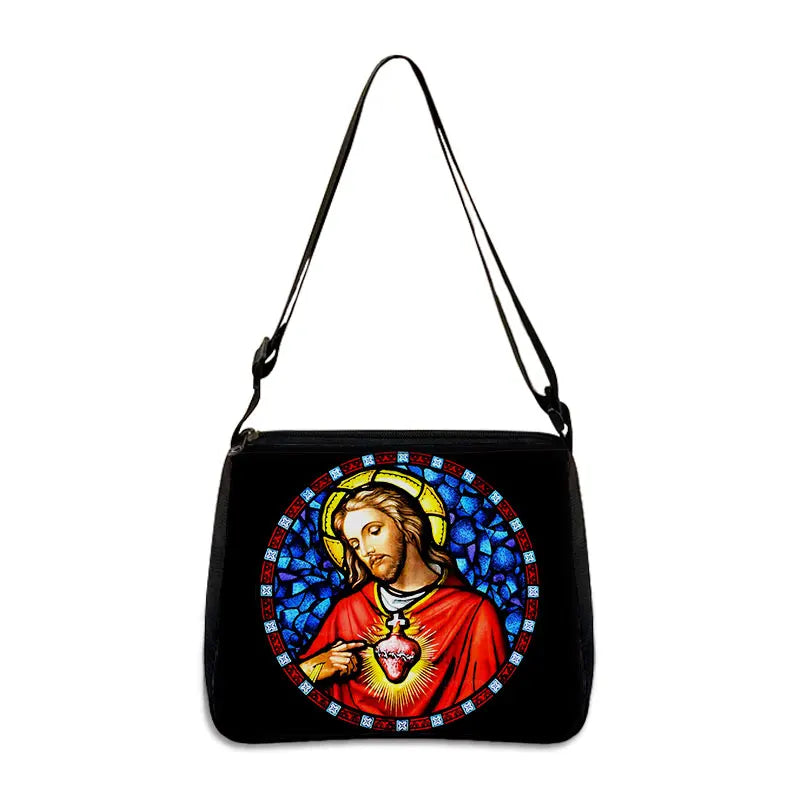 Bolsa de Ombro Religiosa Vintage - Jesus e Santa Maria