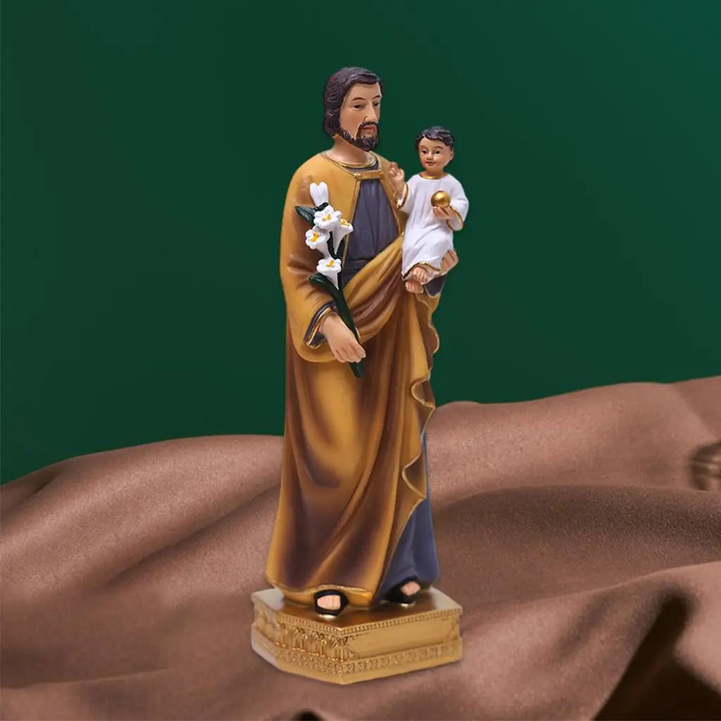 Imagem de São José com Menino Jesus em Resina 20cm
