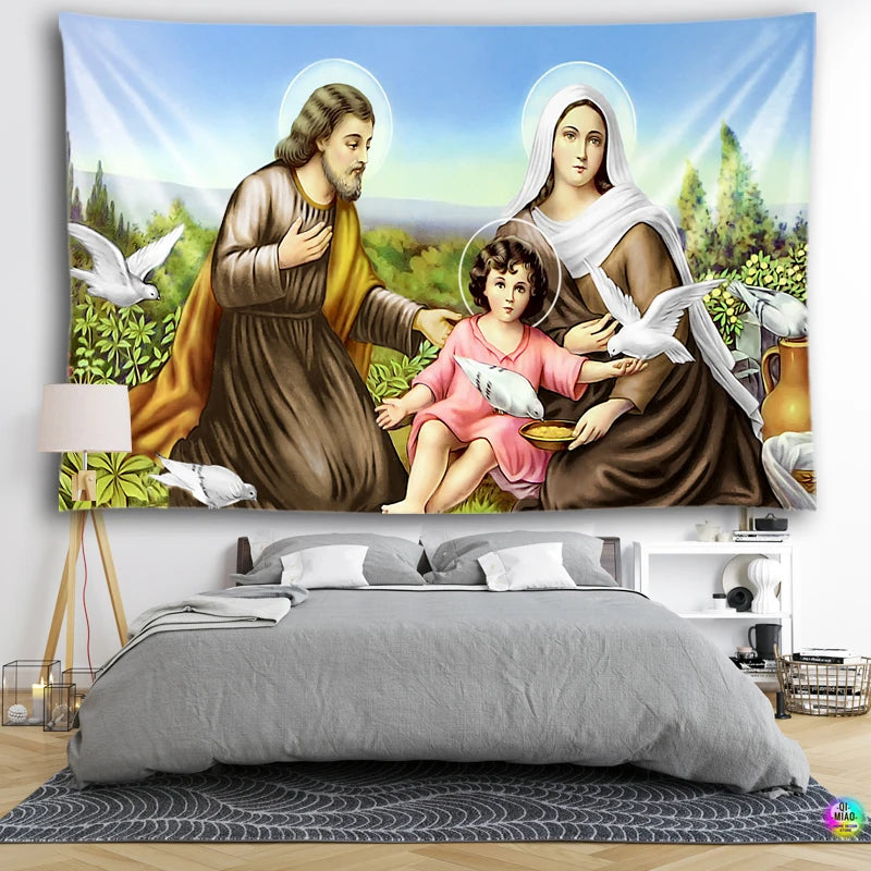 Tapeçaria Decorativa Sagrada Família - Arte Católica