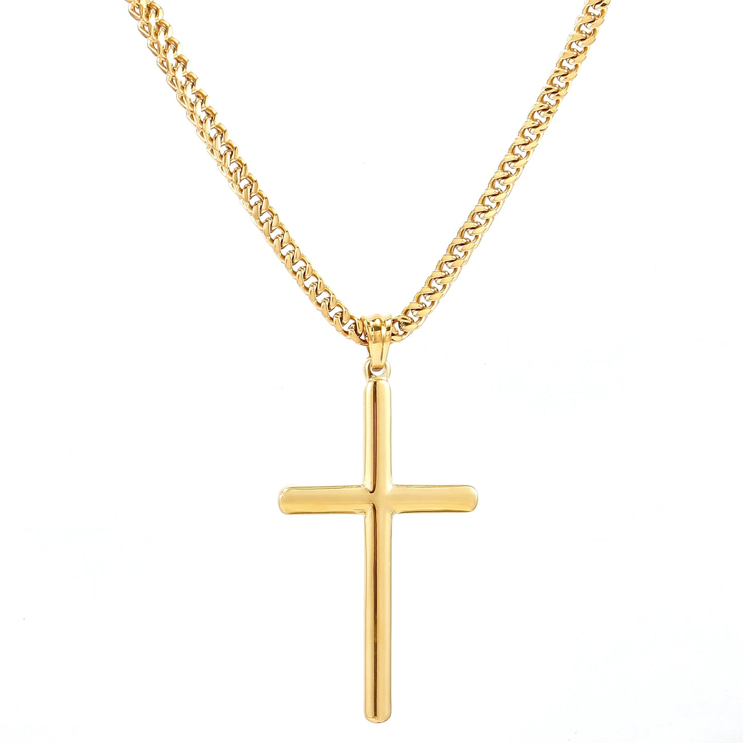 Aço inoxidável 316L Cruz Colar de Pingente para Homens e Mulheres, Link Chain, Impermeável, Hip Hop, Ouro, Prata, Jóias da Moda, Presente