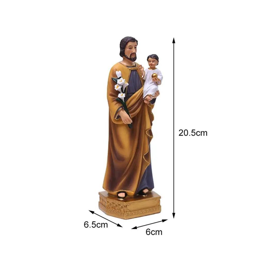 Imagem de São José com Menino Jesus em Resina 20cm