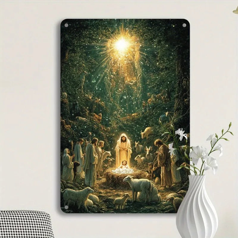 Placa Decorativa Jesus na Manjedoura