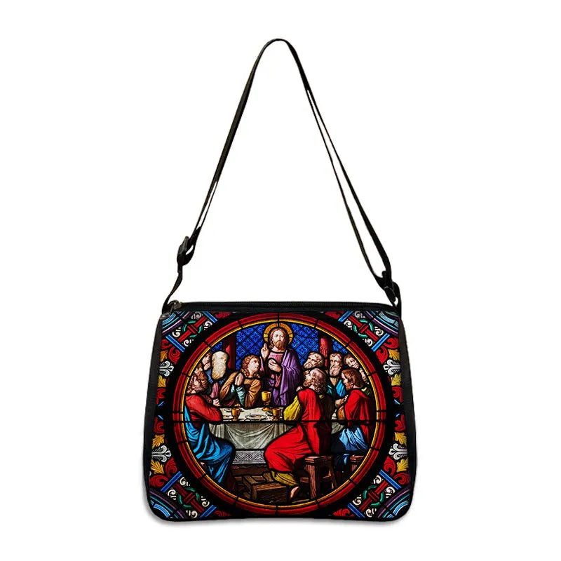 Bolsa de Ombro Religiosa Vintage - Jesus e Santa Maria