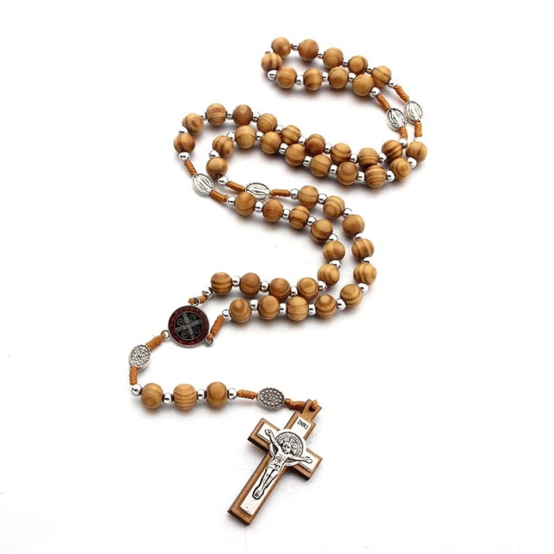 Terço de São Bento de Madeira 56cm com Crucifixo