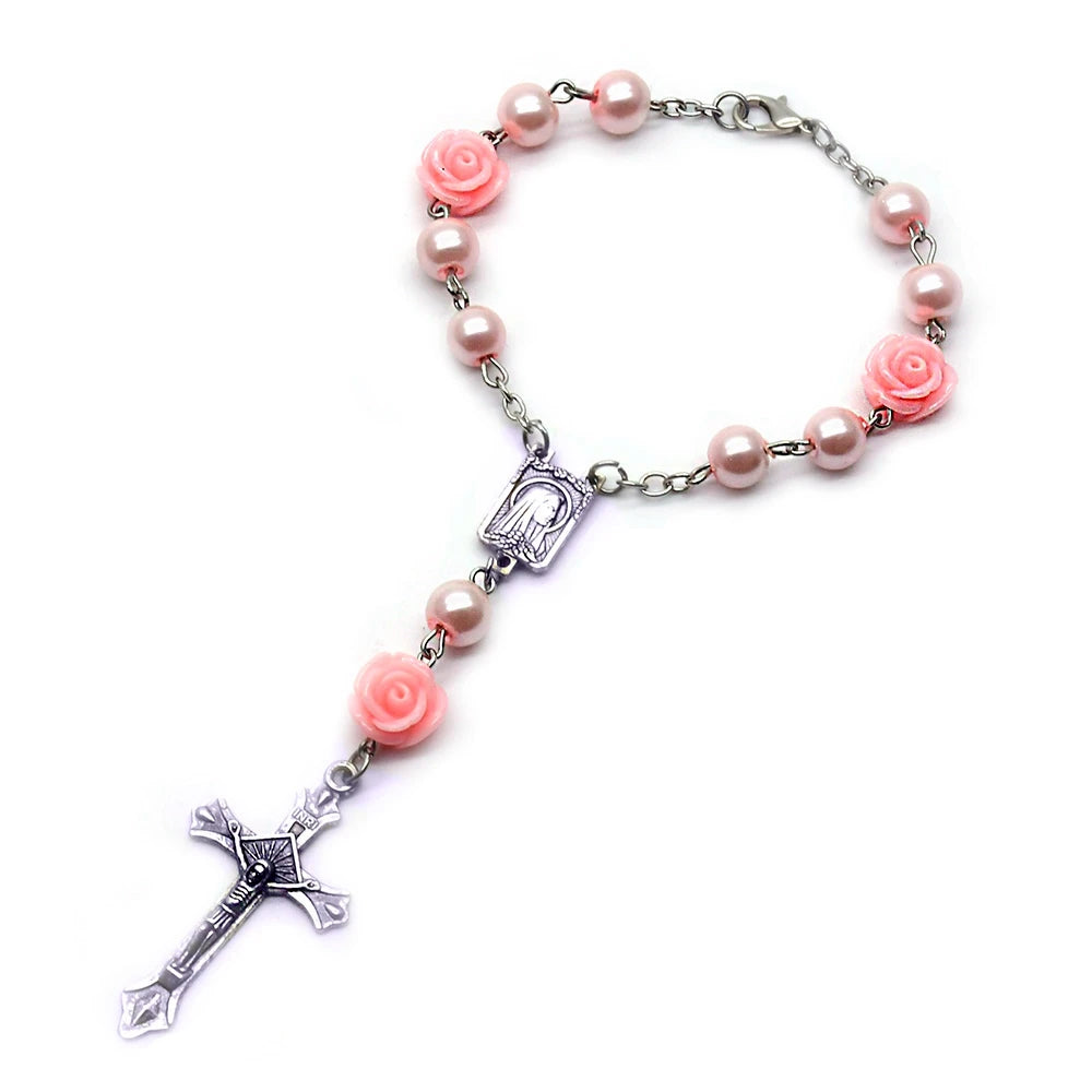 Pulseira Dezena com Pérolas de Vidro e Resina