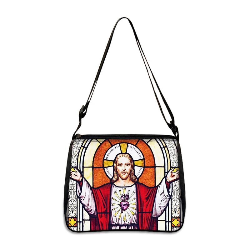 Bolsa de Ombro Religiosa Vintage - Jesus e Santa Maria