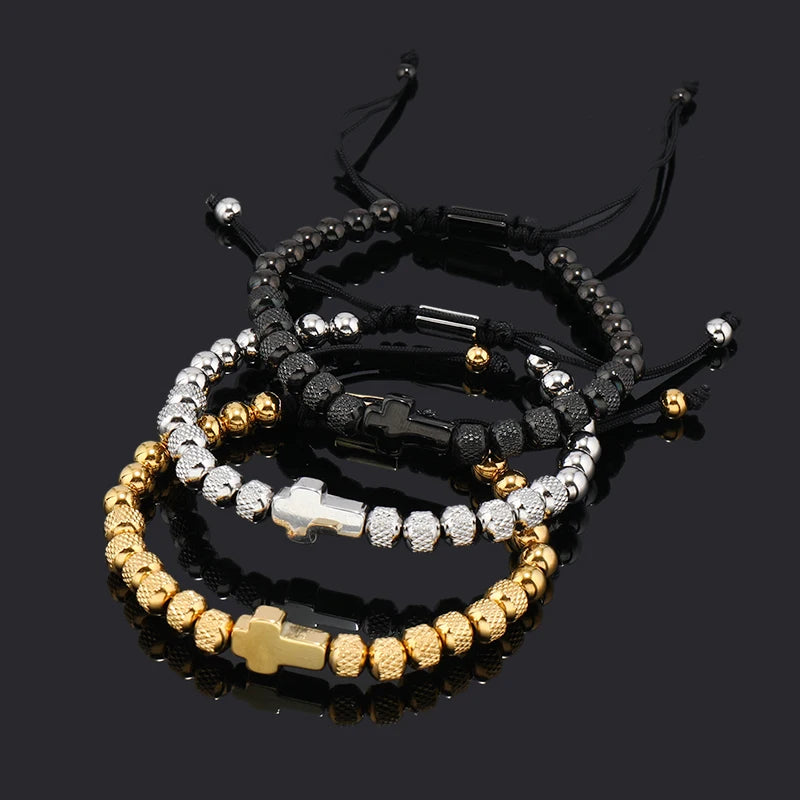 Pulseira Masculina Cruz de Aço Inoxidável