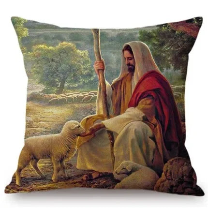 Jesus Cristo Retrato Almofada, Algodão, Linho, Pintura a Óleo, Arte Cristã, Decoração Do Carro, Fronha Home