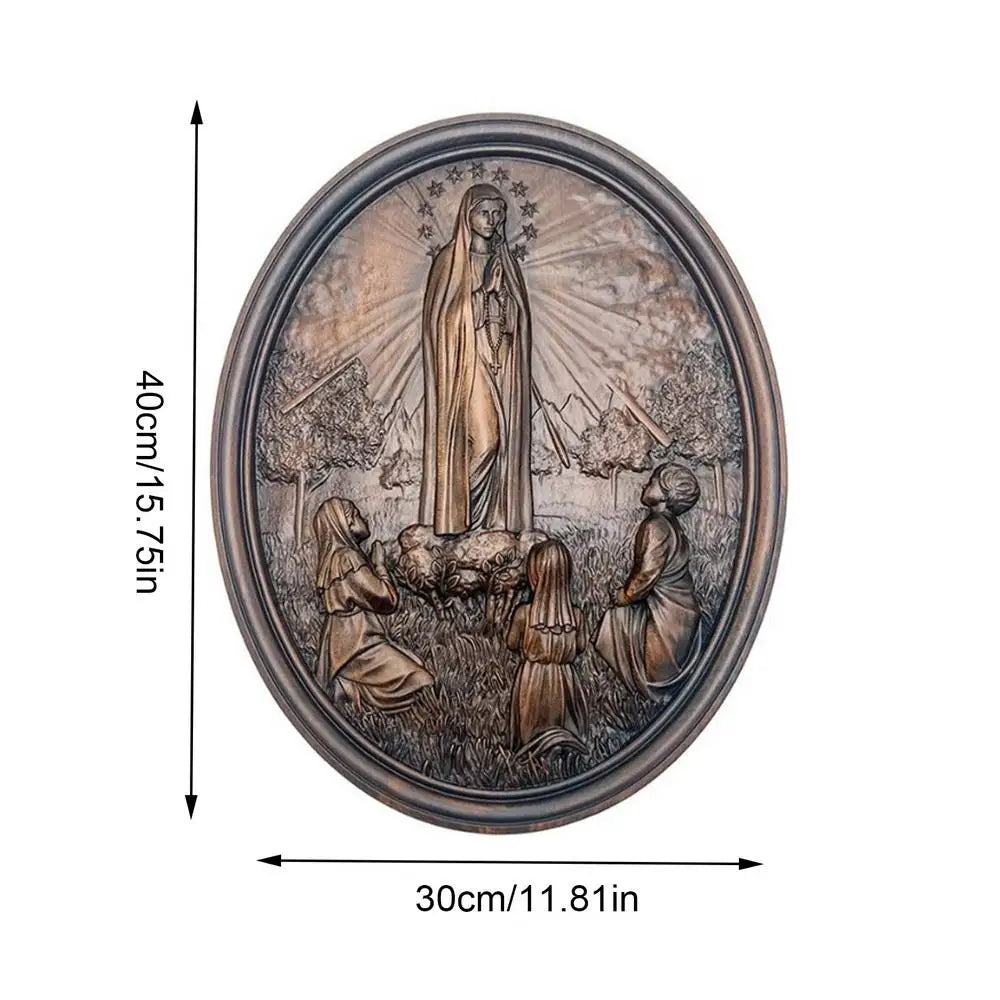 Virgem Maria Wall Art Decor, Virgem Maria, Retro, De madeira, Moldura acabada, Presentes Religiosos, Nossa Senhora de Fátima, 30x40cm