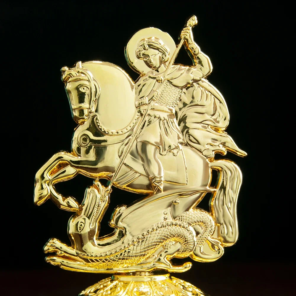 Imagem de São Jorge Banhada a Ouro com Suporte