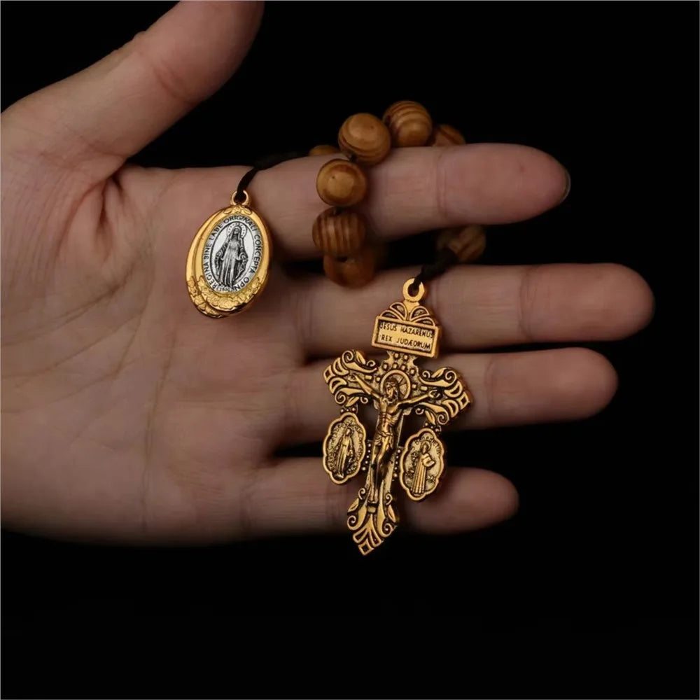 Terço Compacto com Cruz do Perdão Medalha de São Bento e de Nossa Senhora das Graças